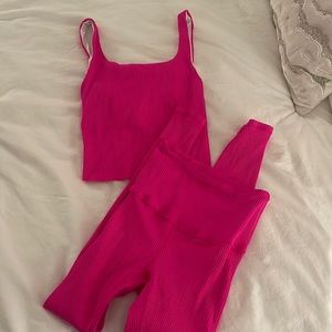 Carbon 38 HOT pink workout set TAKARA RIBBED